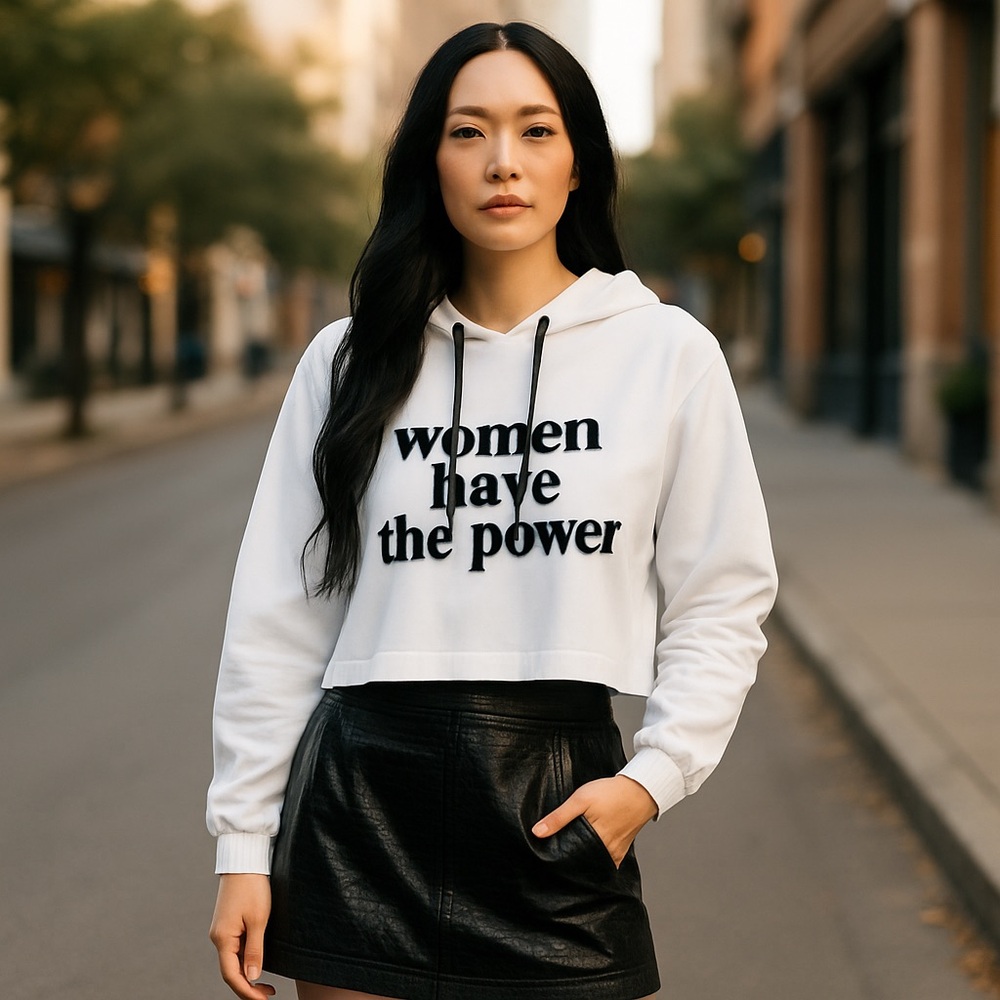 NWOT ZARA WONEN HAVE THE POWER BOXY FIT CROP SWEATSHIRT LARGE